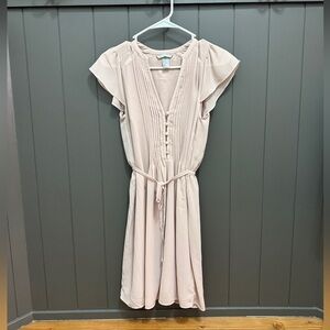 H&M Cream pleated dress with tie waist - size 2 - like new - worn once